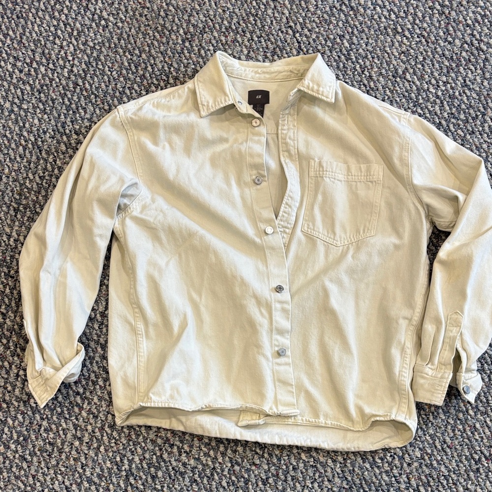 H&M Cream Button-Up denim jacket